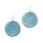 Capiz Shell Round Earrings Large 51mm #1 Light Blue