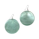 Capiz Shell Round Earrings Large 51mm #7 Seafoam