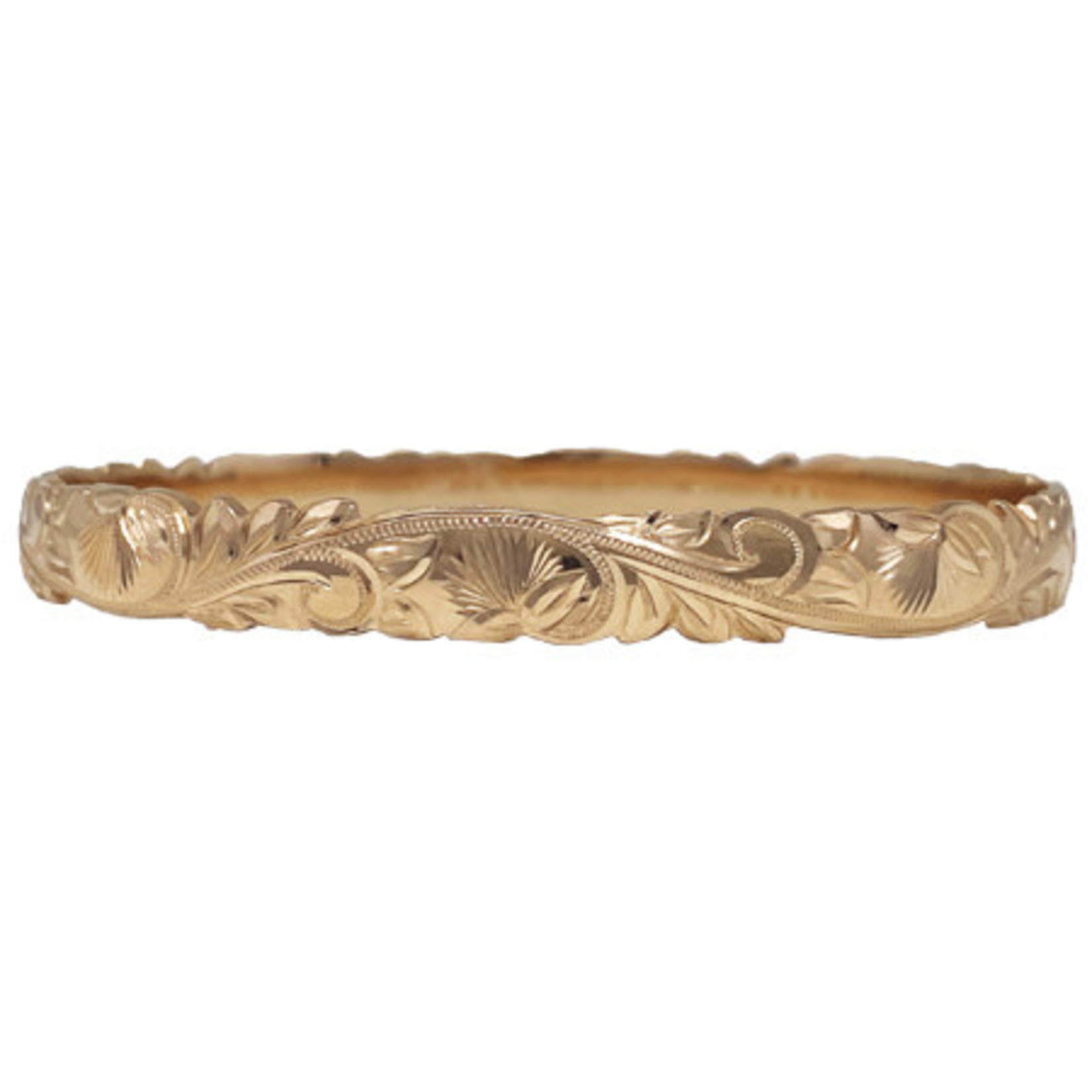 Lehua Blossom 14K Rose Gold 8mm Lehua Blossom Scroll Kālai Kula Bangle Bracelet