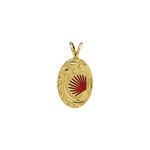 Ohia Lehua 14K Yellow Gold Oval ʻŌhia Lehua Pendant with Red Glass Enamel