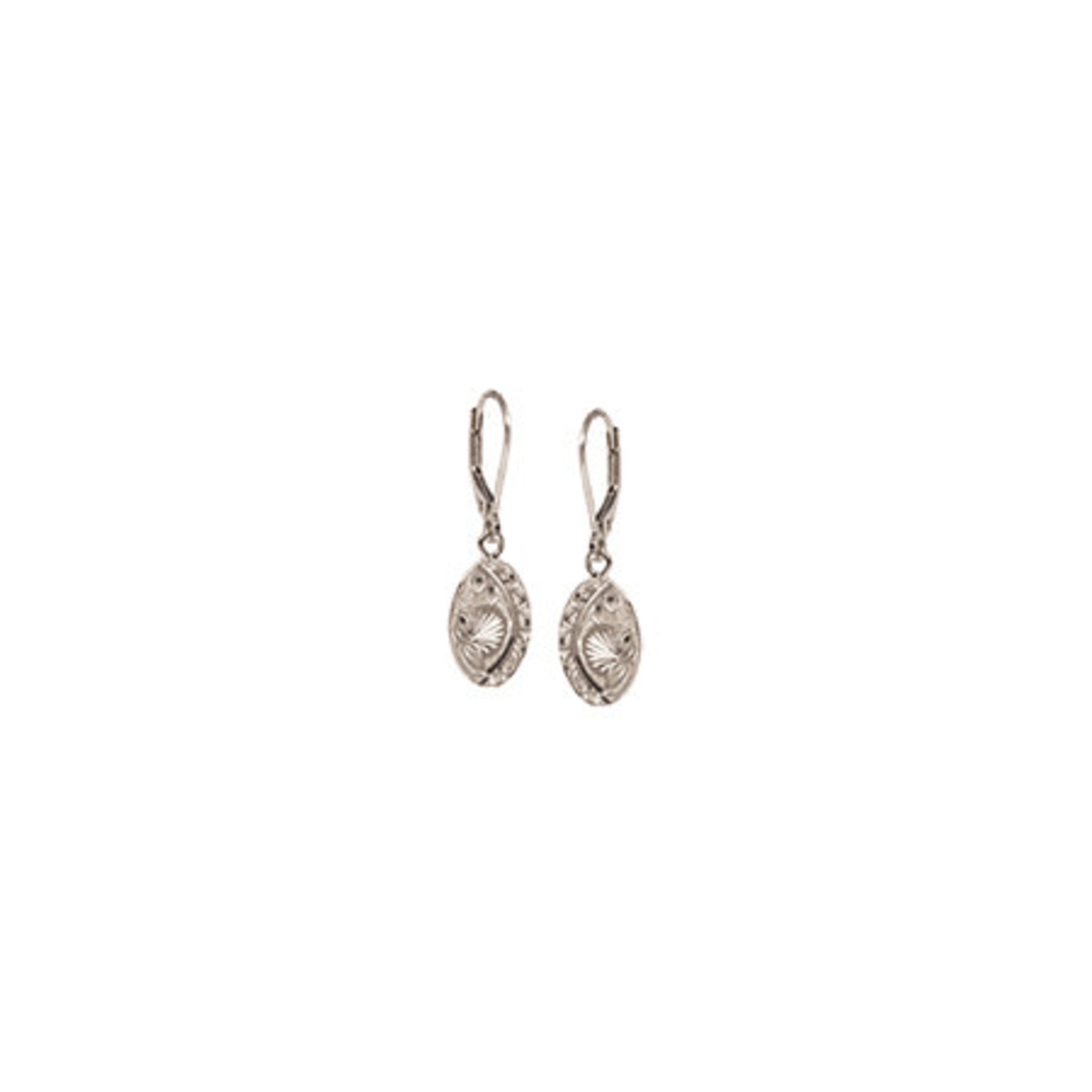Sterling Silver Mini Oval ʻŌhia Lehua Dangles Earrings with Leaverbacks