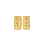 14K Yellow Gold 10mm Barrel Light Plumeria Post Earrings