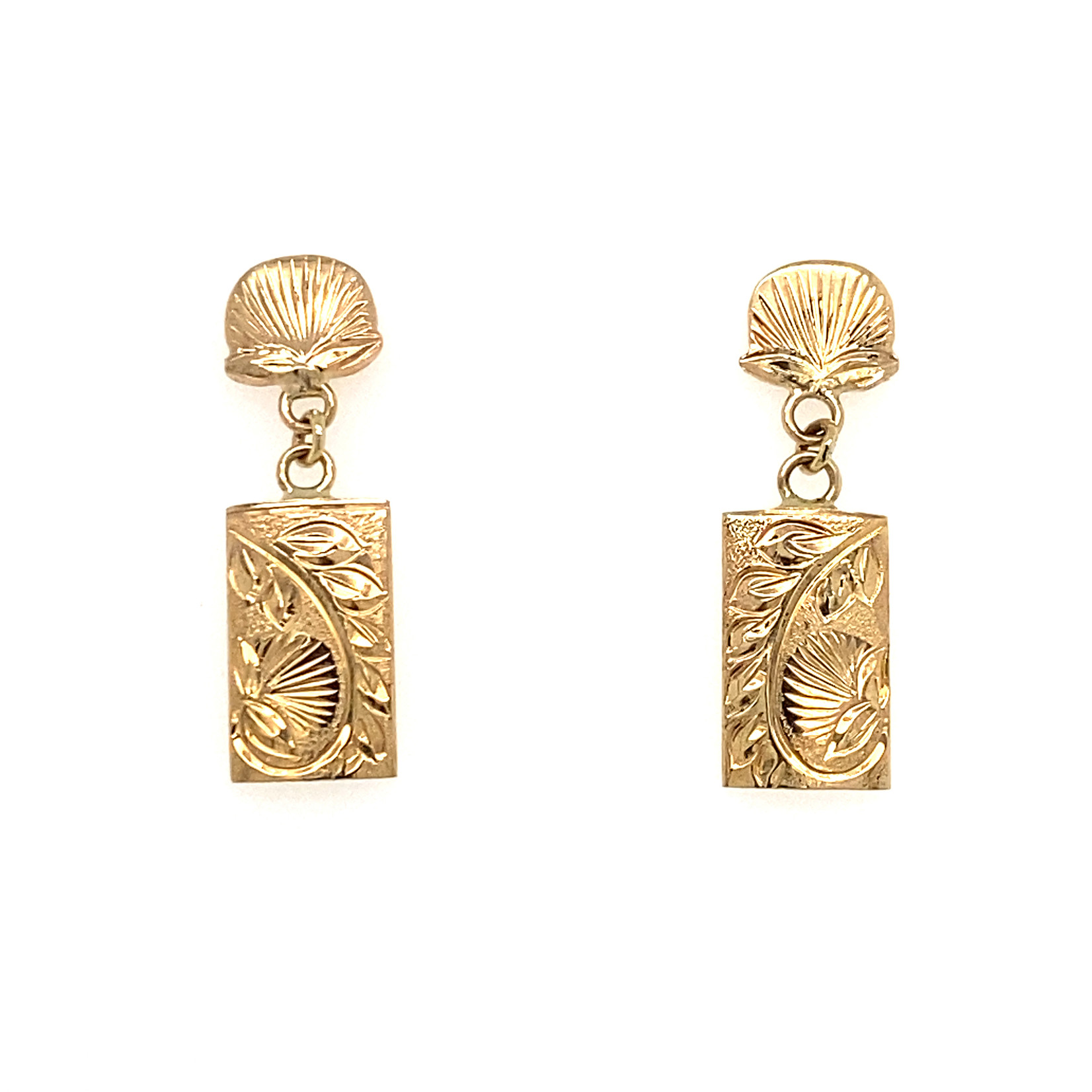 14K Yellow Gold 8mm ʻŌhia Lehua Dangle Earrings