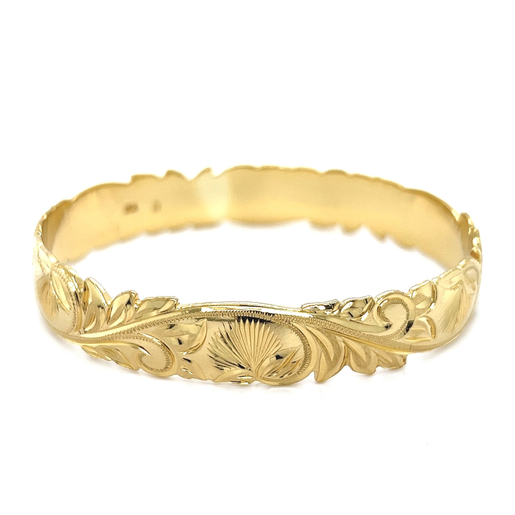 Lehua Blossom 14K Yellow Gold 12mm Lehua Blossom Kālai Kula Bangle Bracelet