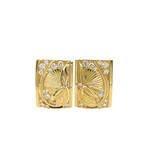 18K Yellow Gold Lehua Blossom Earrings with Pavé Diamonds