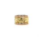 14K Yellow Gold 13mm Tapered  ʻŌhia Lehua Diamond Ring