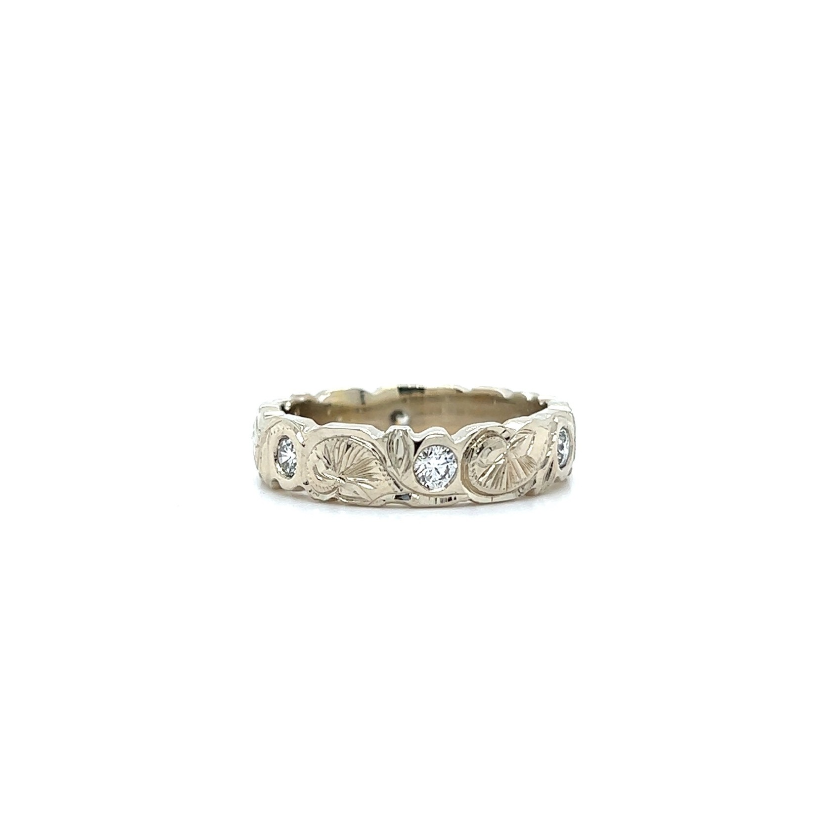 18K White Gold 5mm Pua Lehua Diamond Ring
