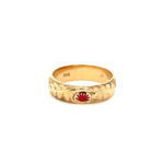 14K Yellow Gold 6mm ʻŌhia Lehua with Red Glass Enamel Ring