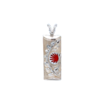 Sterling Silver 10mm ʻŌhia Lehua with Red Glass Enamel Vertical 1" Pendant