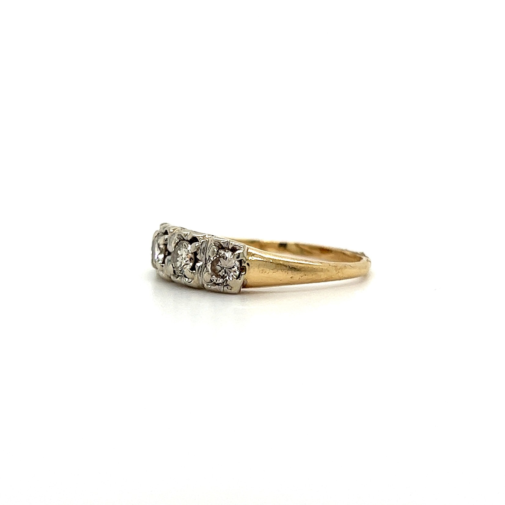 14K Yellow Gold 4 Stone Diamond Ring D+/-.50cttw size 6.25