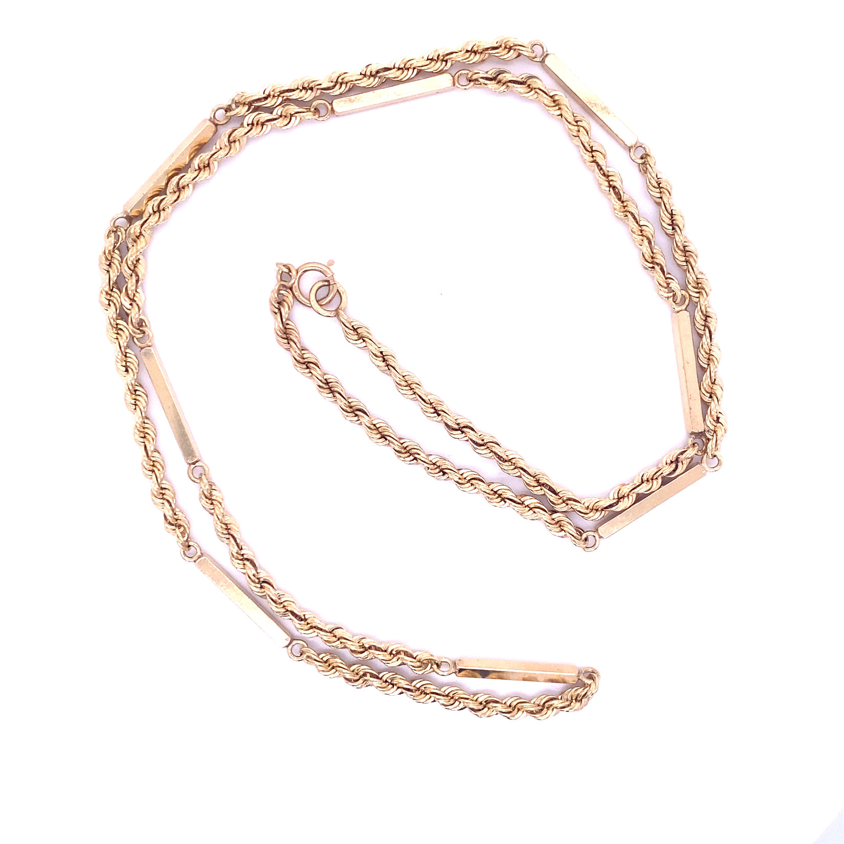 14K Yellow Gold 24" Solid Bar Rope chain