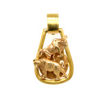 2 Tone 18k Yellow Gold  & 14k Yellow/Rose Gold handcrafted Bear & Bull Pendant