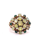14K Yellow Gold Cats Eye & Chrysophase Cabachon Ring size 5.75