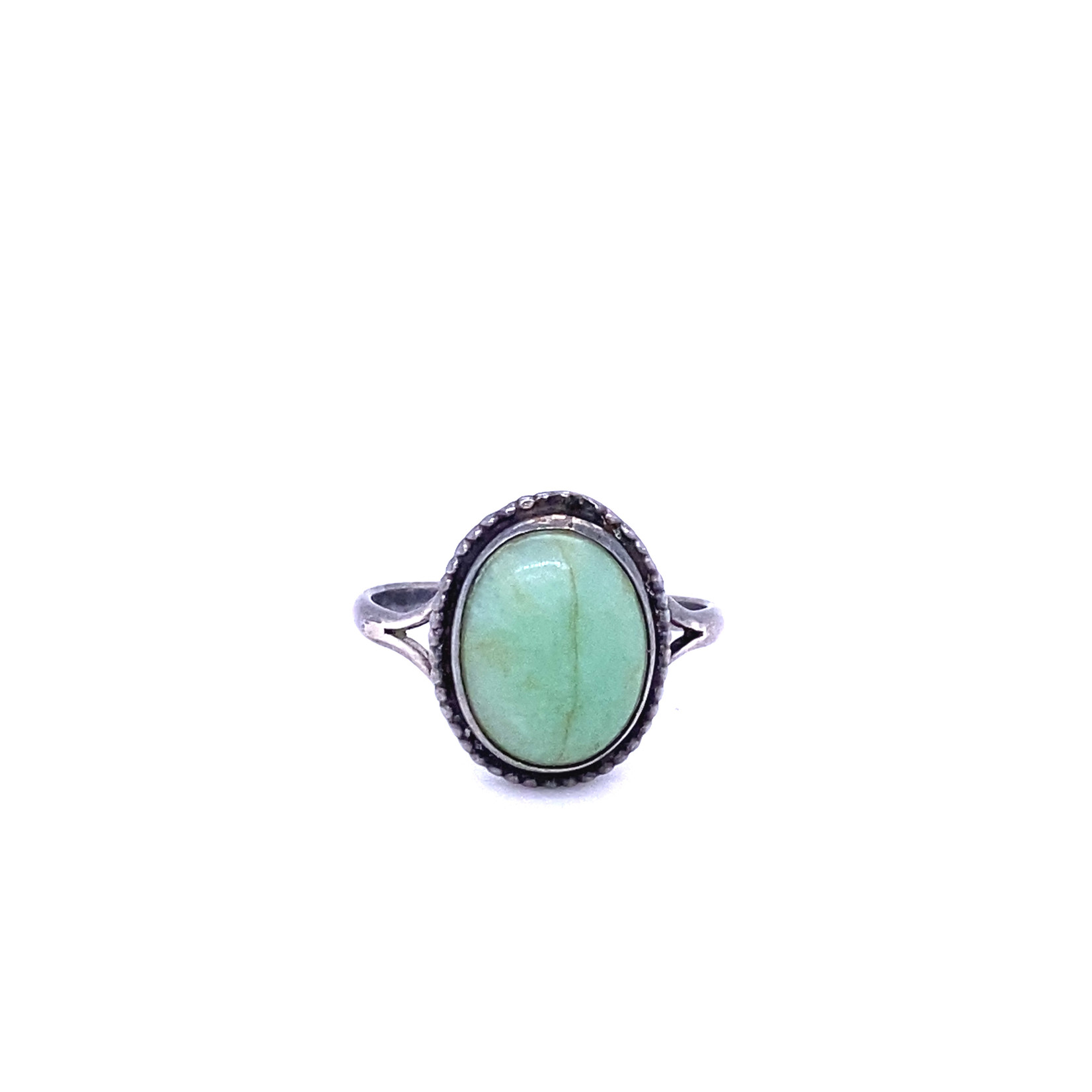 Sterling Silver Light Green "Turquoise" Cabochon Ring