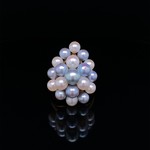 14k Yellow Gold Dyed Blue & White Pearl Cluster Ring