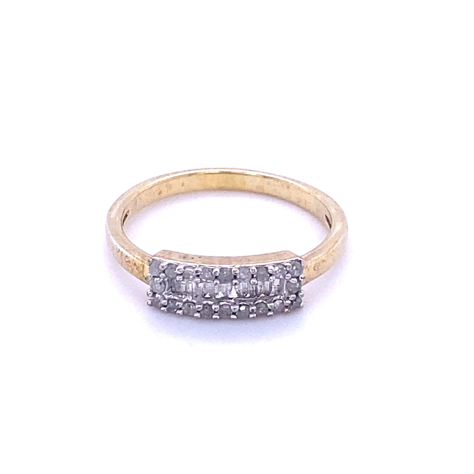 Sterling Silver/Vermeil "Diamond" Ring sz 4.75
