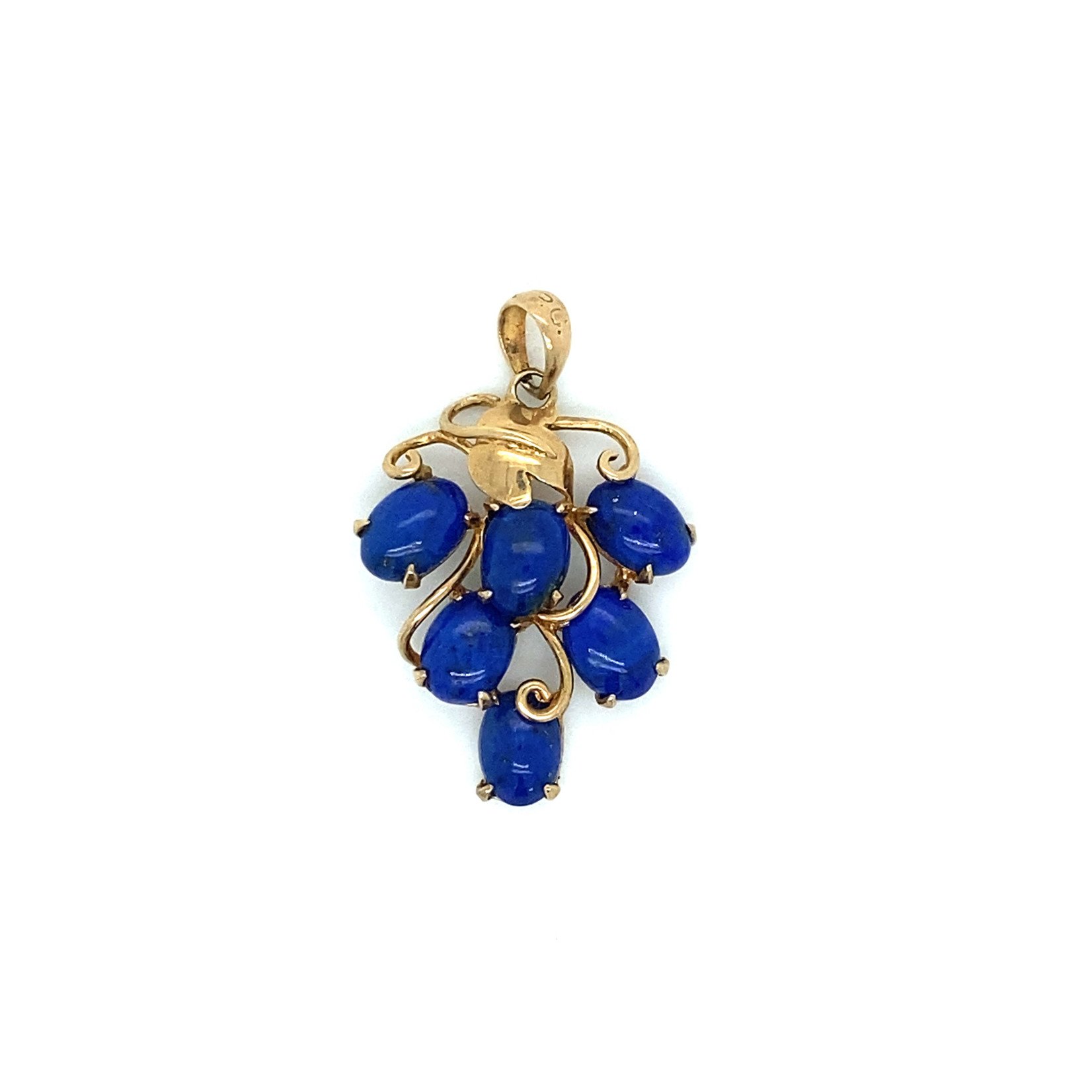 14K Yellow Gold Lapis Cluster Pendant