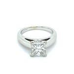 14k White Gold Princess cut Solitaire Diamond Ring  Size 5.5