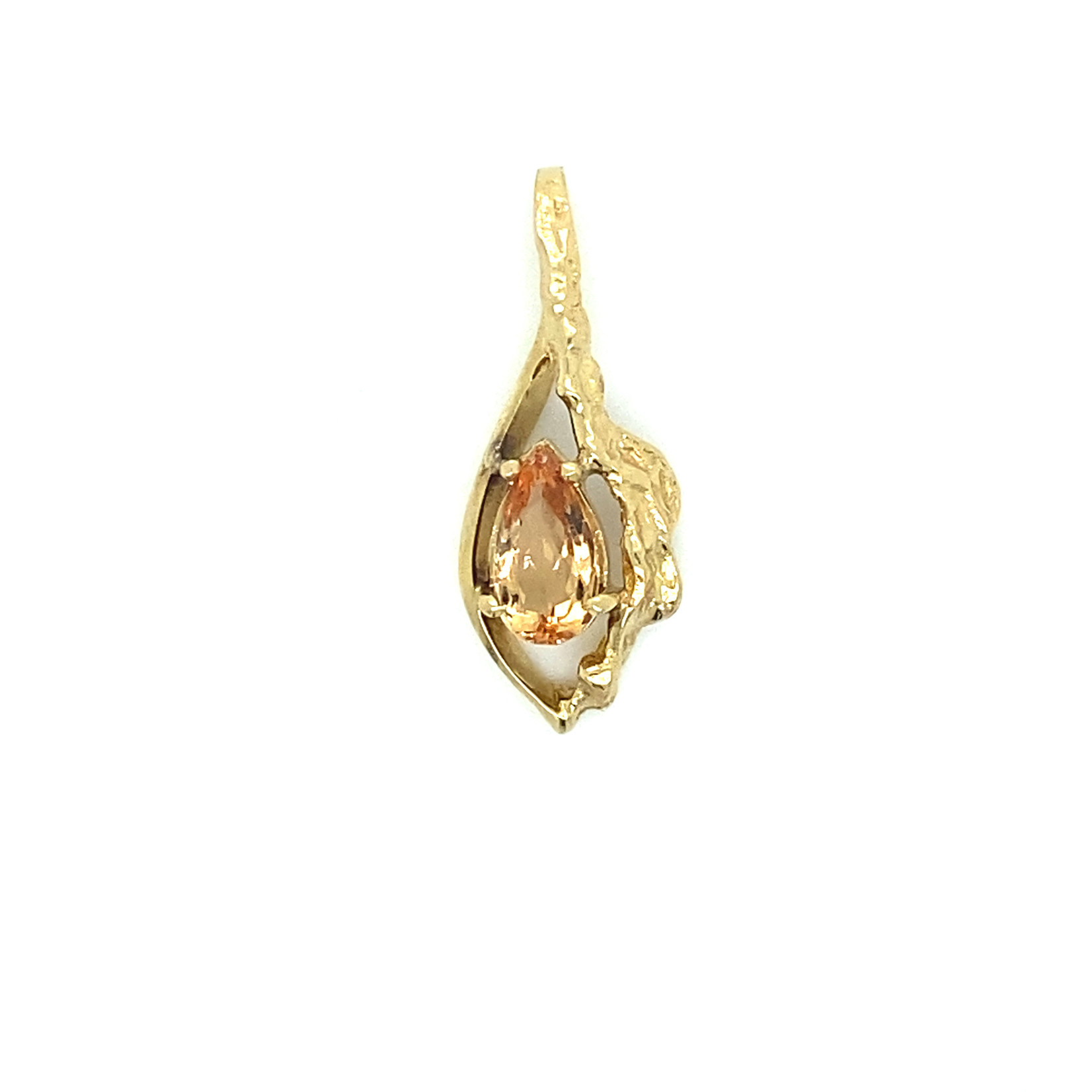 14K Yellow Gold Topaz Tear Drop Pendant .94 ct