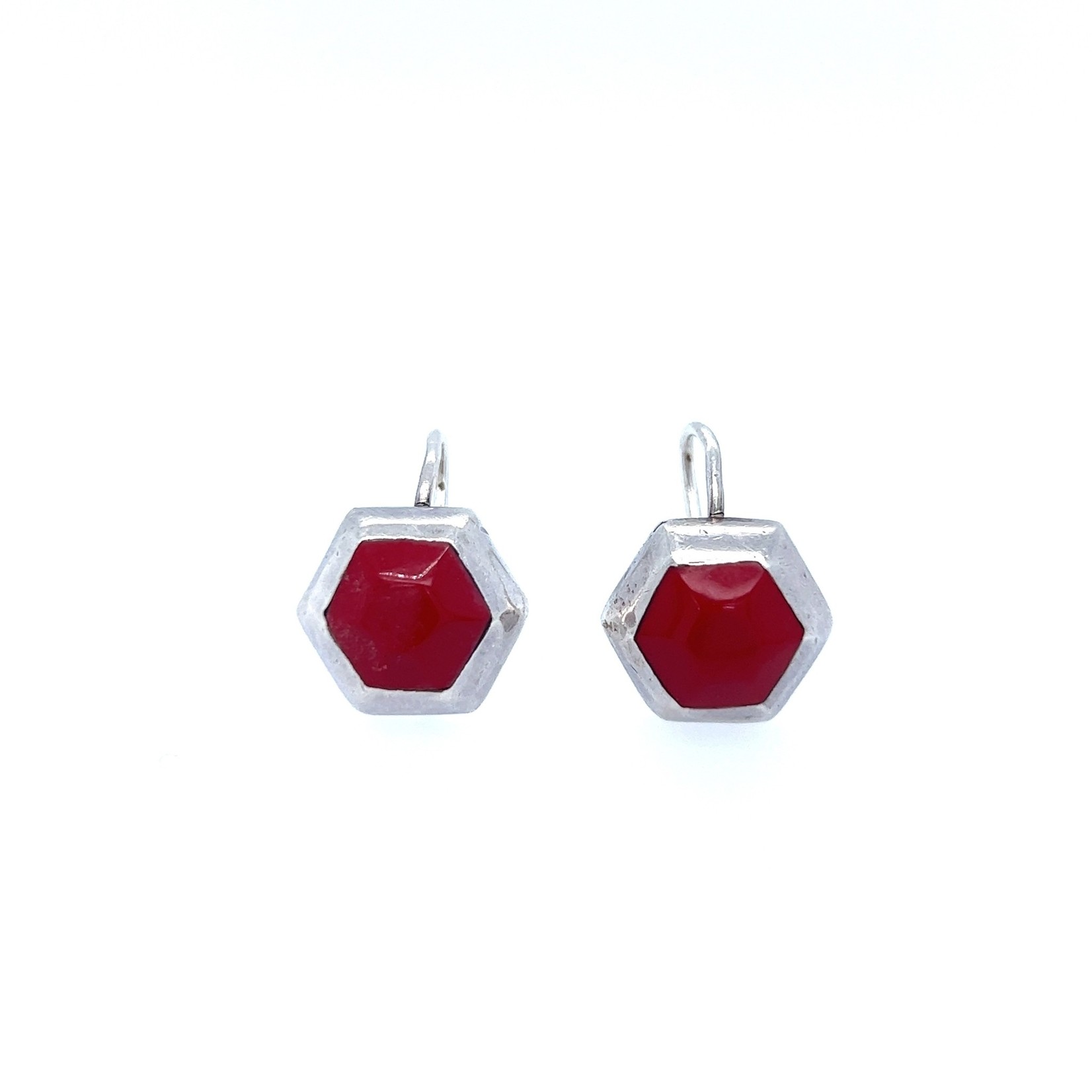 Sterling Silver Red Stone Earrings