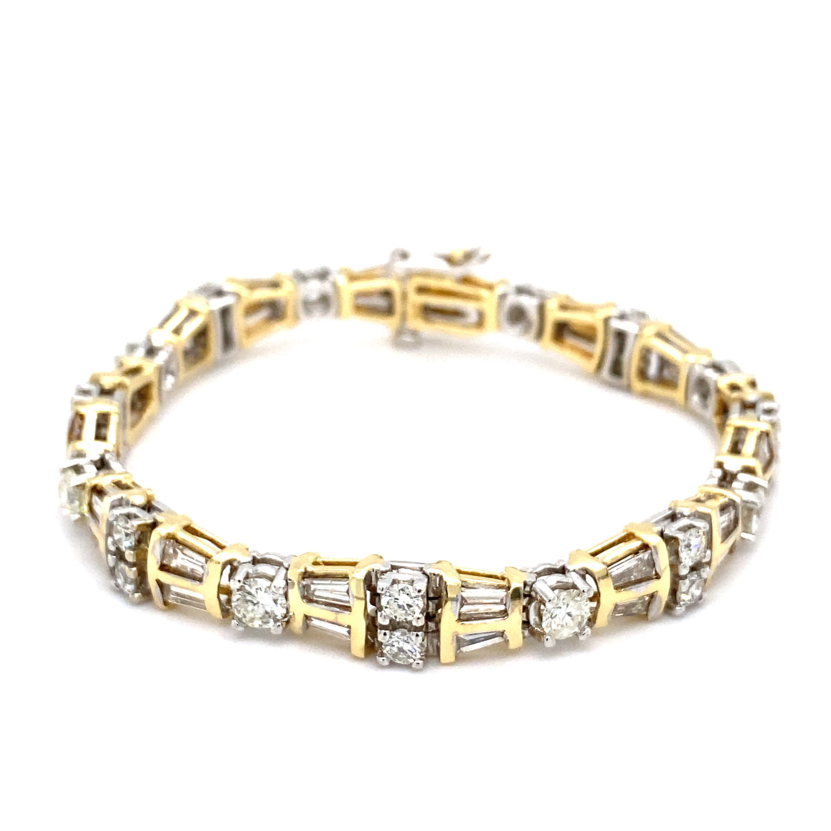 14k Yellow Gold Diamond Tennis Bracelet +/- 7.75cttw