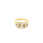 14K Yellow Gold Aquamarine Ring with Diamond Accents size 6