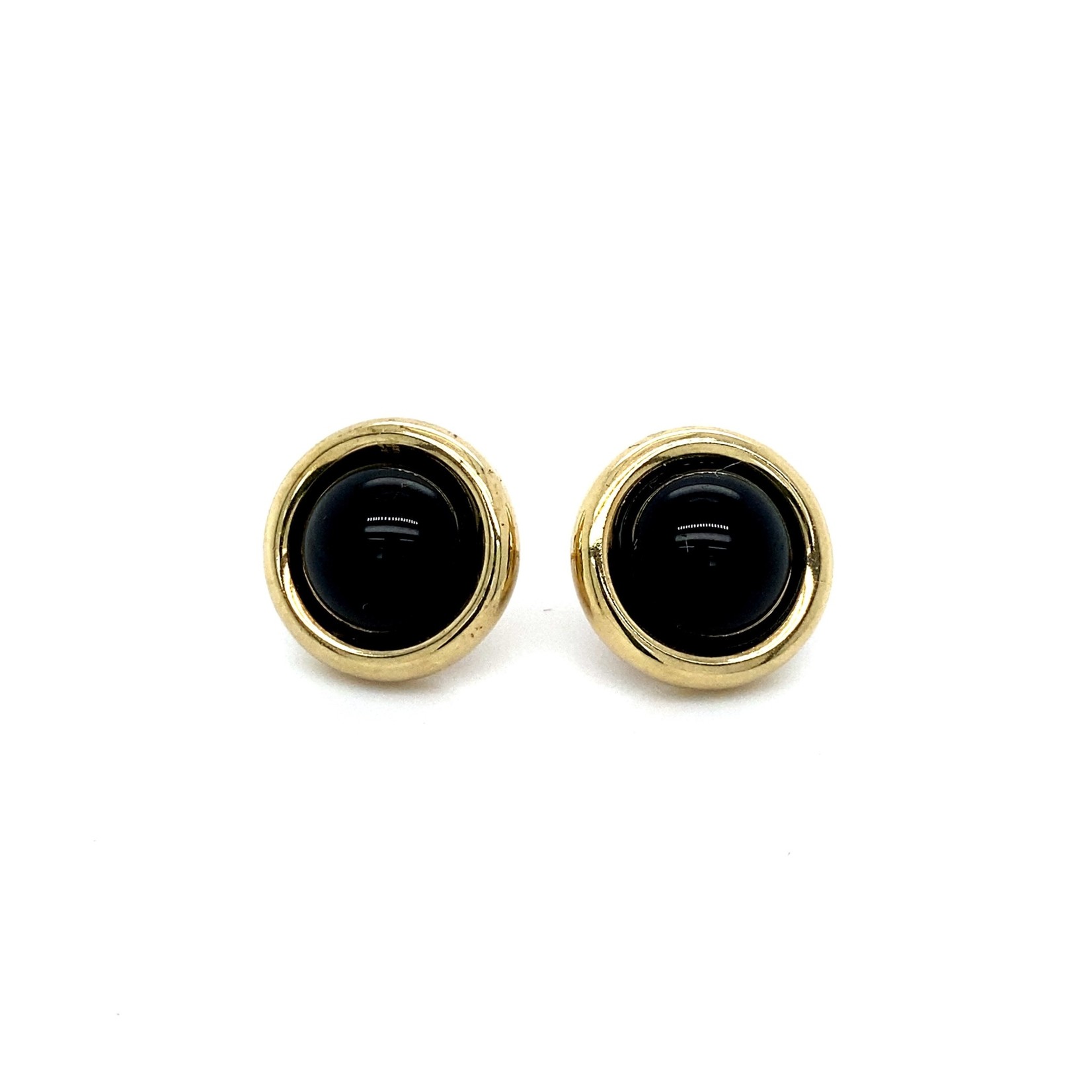14k Yellow Gold "Black Onyx" Post Earrings