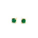 18K Yellow Gold Zambian Emerald Post Earrings 1.84cttw