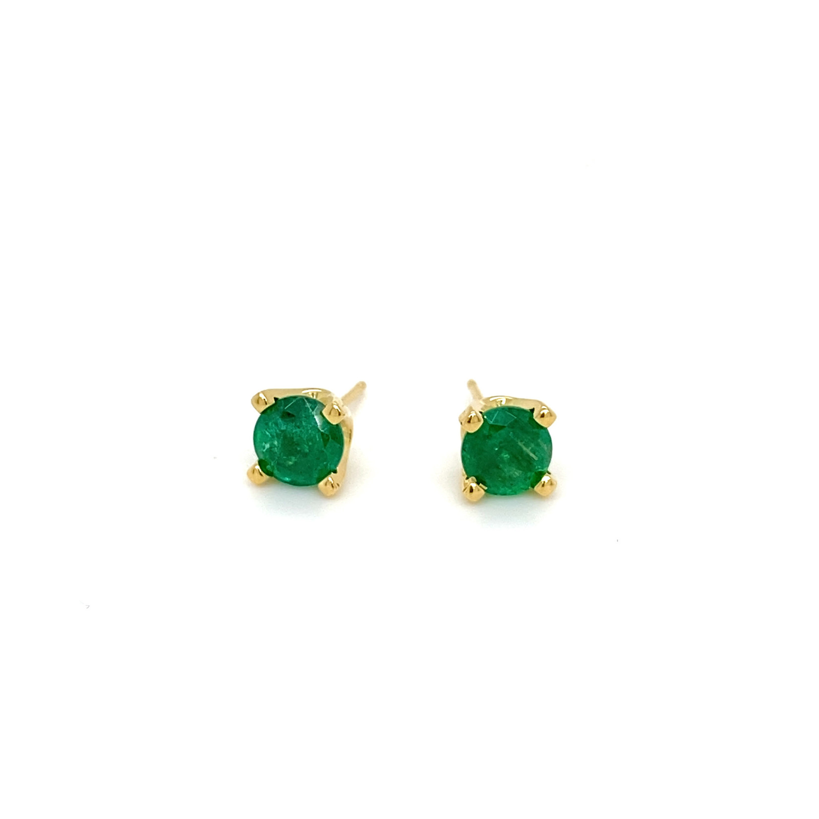 18K Yellow Gold Zambian Emerald Post Earrings 1.84cttw