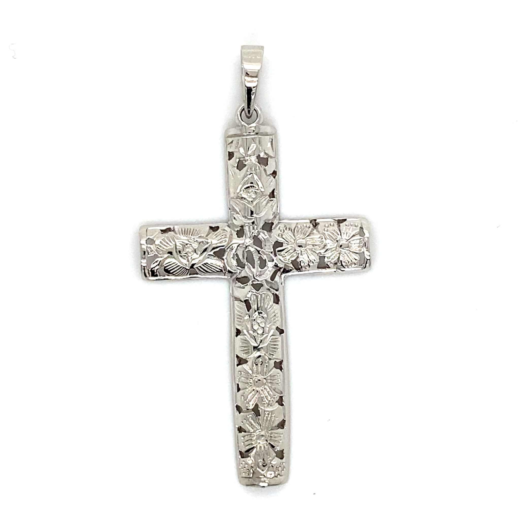 P5172 SS Plum Blossom Cross - Lehua Jewelers
