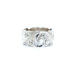 Sterling Silver 12mmBarrel Heavy Waves Kālai Kula Ring