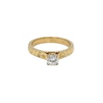 Lehua Blossom 14K Yellow Gold 4mm French Mount Solitaire Lehua Blossom size 7 Diamond. 40ct