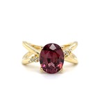 14k Yellow Gold Pink Zircon with Lab Grown Diamond accents D.05tw 8X10 Zircon sz7 Ring