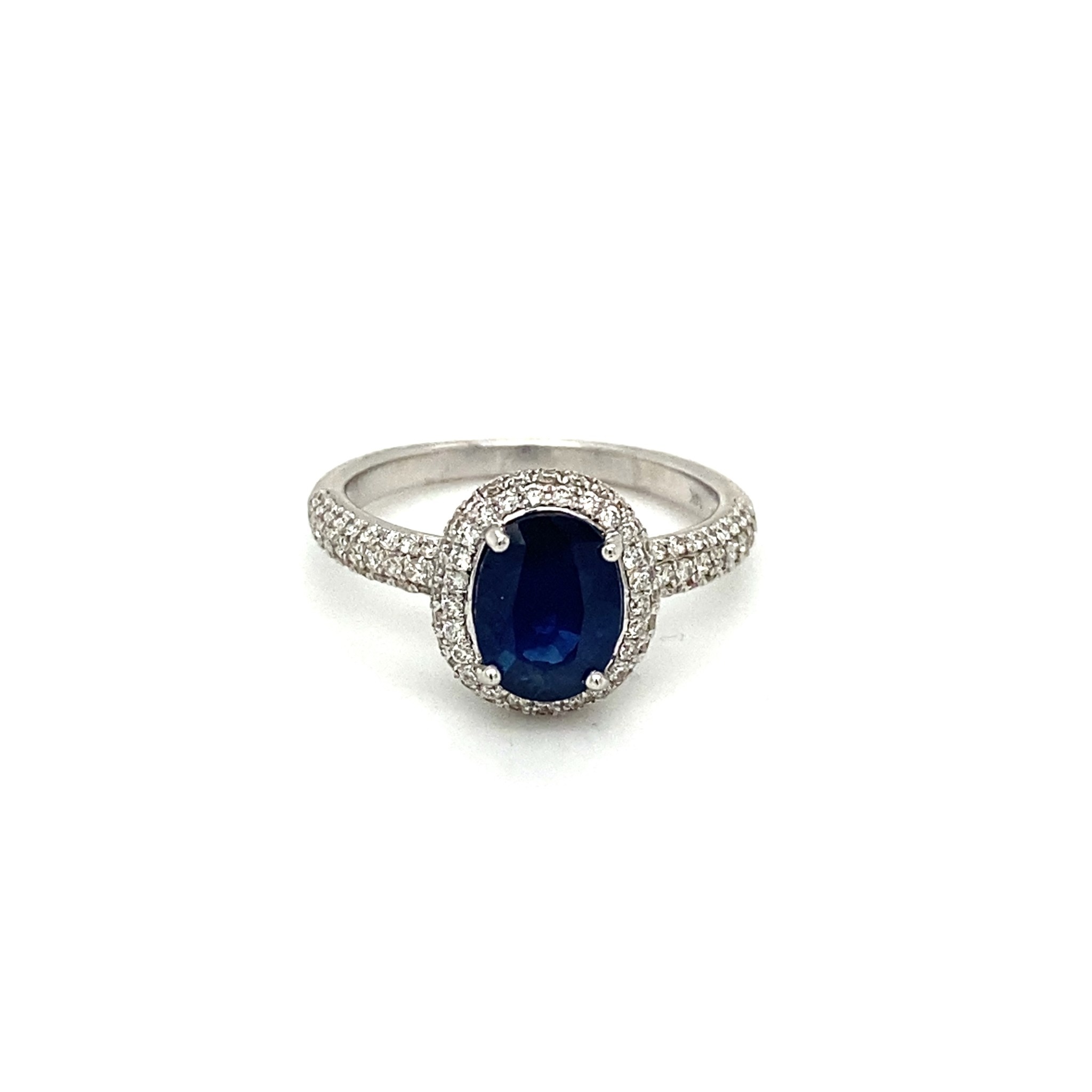 18k White Gold Sapphire and Diamond Ring .70 ct SI 1.83ct Saph 