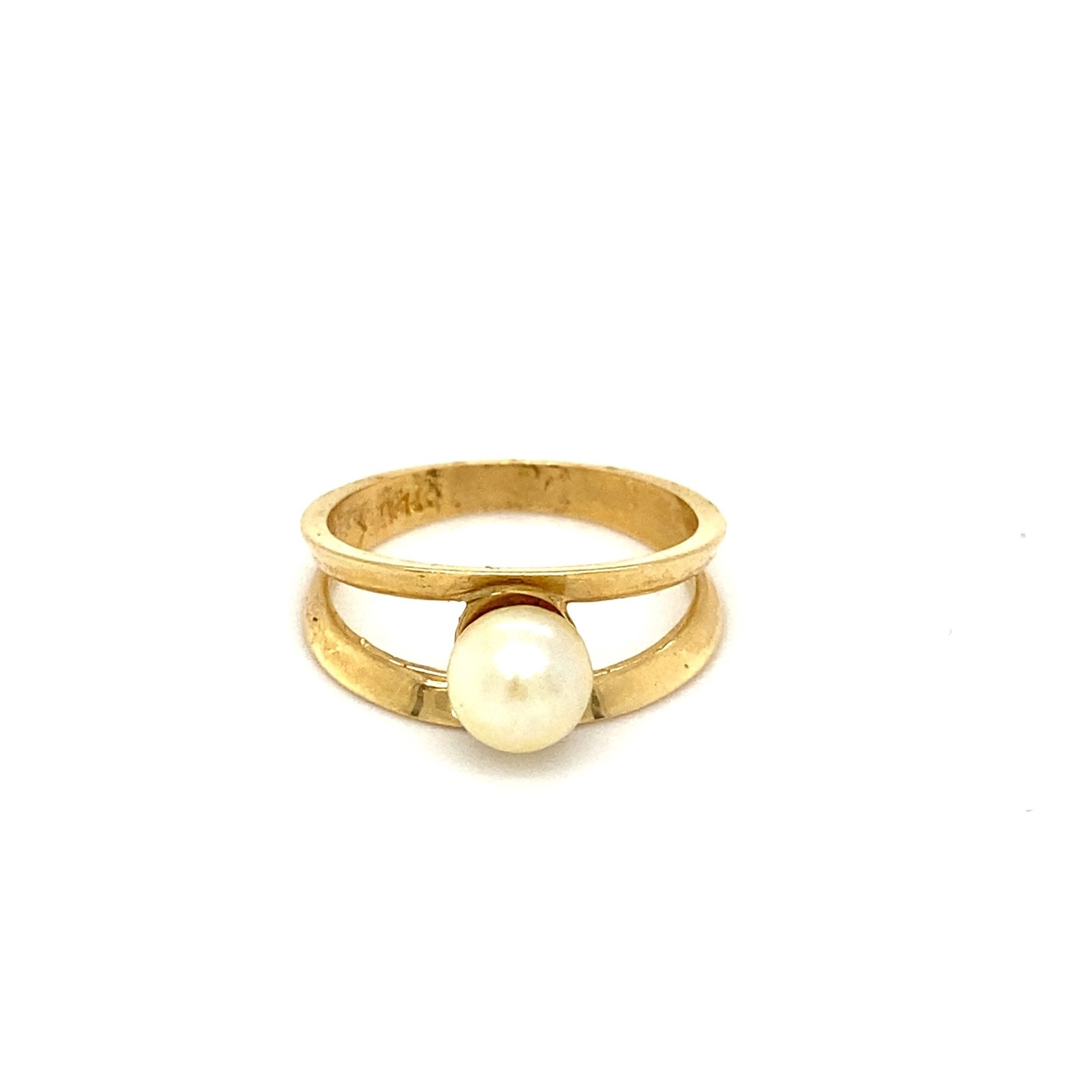 14K Yellow Gold Pearl bypass ring size 5.25