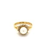 14K Yellow Gold Fresh Water Pearl with Diamond D+/-.28cttw size 6