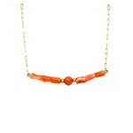 10k Yellow Gold 16" Coral Station Necklace