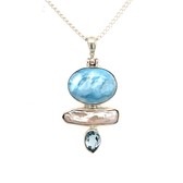 P5242 SS Larimar, Pearl, BT pdt - Lehua Jewelers