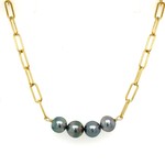 Gold Filled 19" Paper Clip chain with Tahitian Pearls