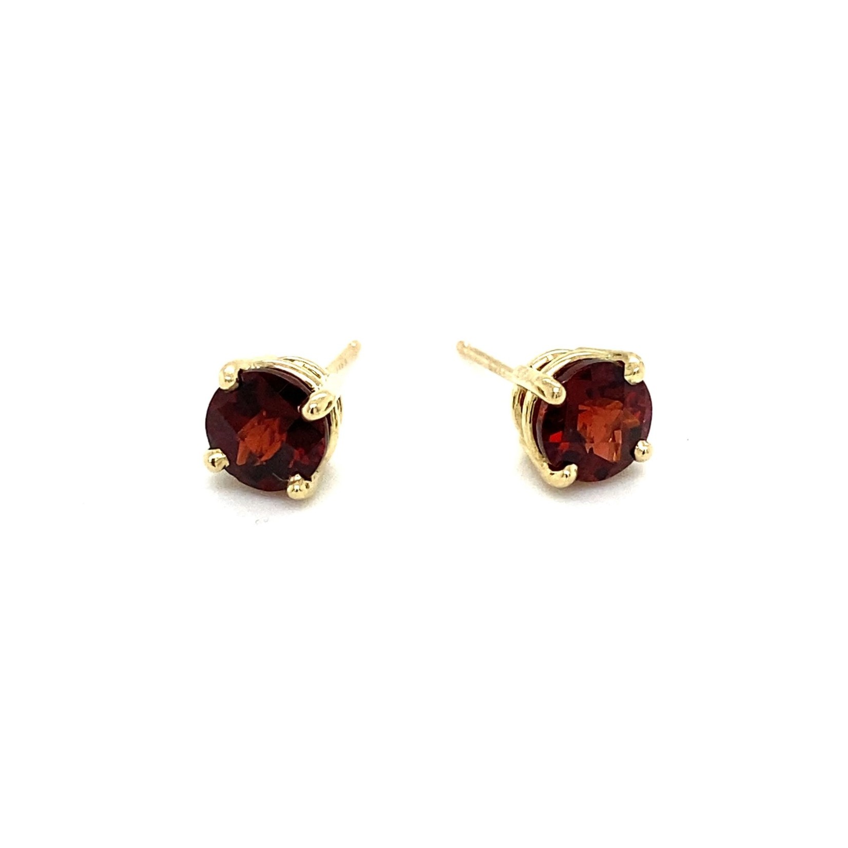 14K Yellow Gold 6mm Garnet studs