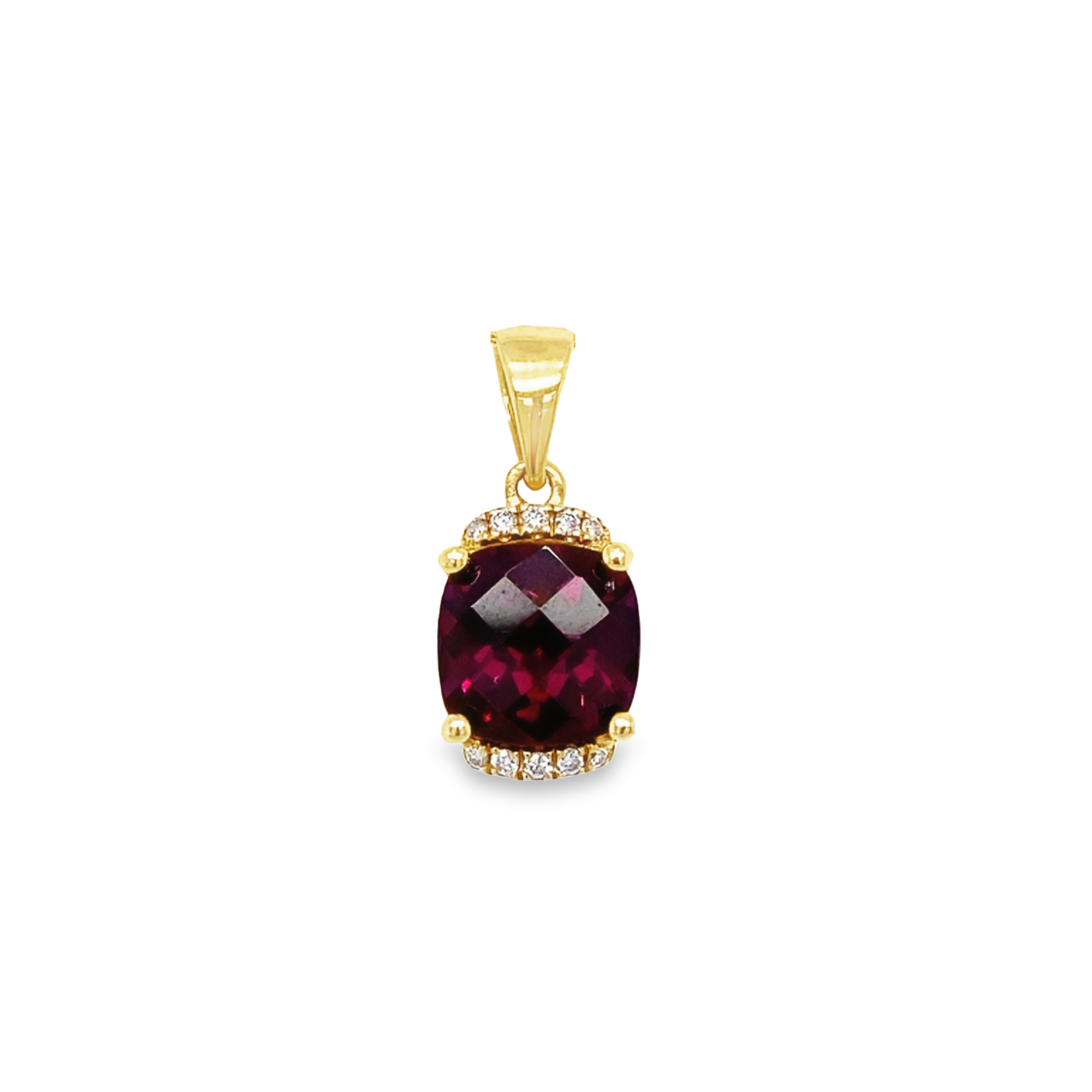 14K Rhodolite Garnet & Diamond Pendant D.06tw