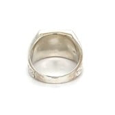 R3347 SS 14mm Wave scroll Signet Ring sz9 