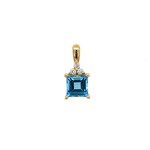 14K Yellow Gold Blue Topaz Diamond Pendant D.05cttw