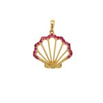 14K Yellow Gold Shell with Pink Sapphires .21ct pendant