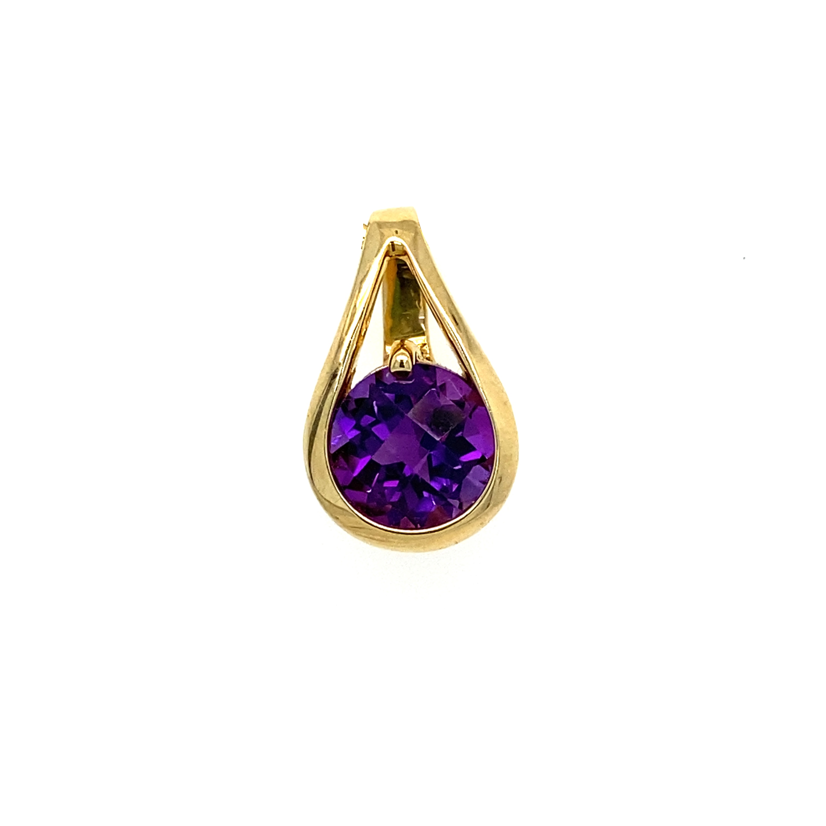 14K Yellow Gold 8mm Amethyst Pendant