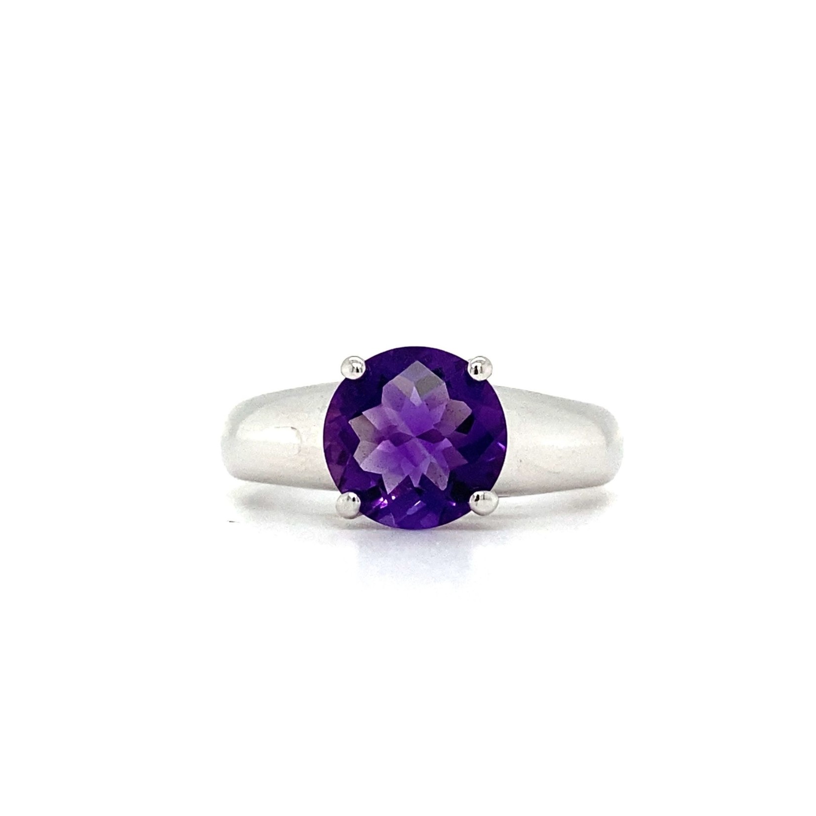 14k White Gold 8mm Amethyst checkerboard ring