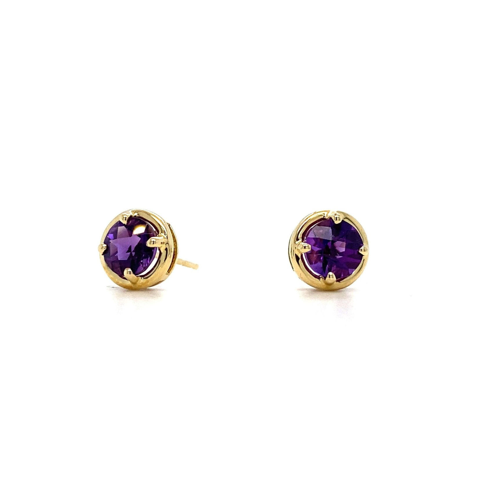 14K Yellow Gold 6mm Amethyst Studs