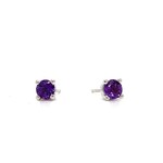 14K White Gold 4mm Amethyst stud earrings