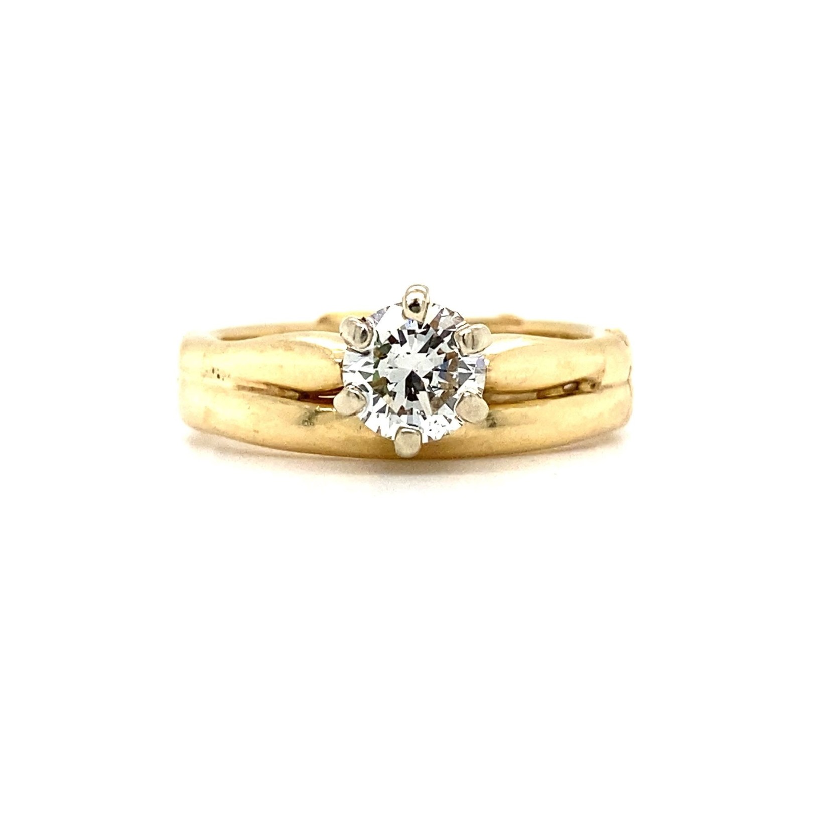 14K yellow Gold/ Platinum Diamond hinged shank ring .56ct G