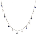 18K White Gold 17" Blue & White Sapphire Necklace